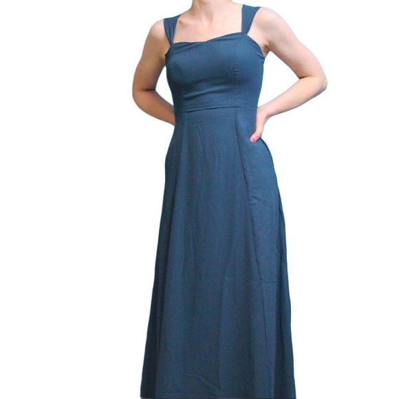 NWT ModCloth formal maxi dress in pretty dusty blue - Picture 1 of 12